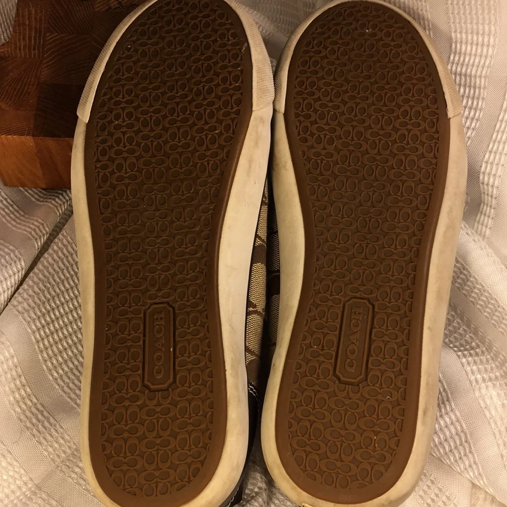Coach monogrammed canvas/leather lace up shoes